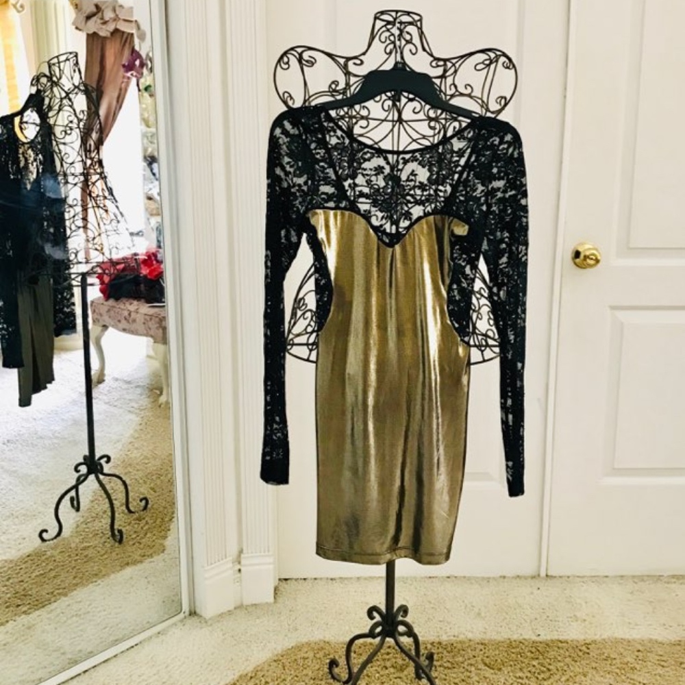 Gold and Black Lace Dress